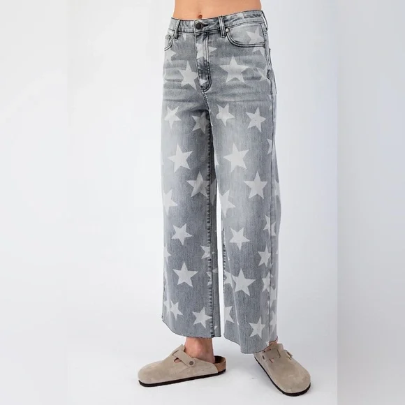 Starry Gray Flare Jeans - Picture 1 of 8